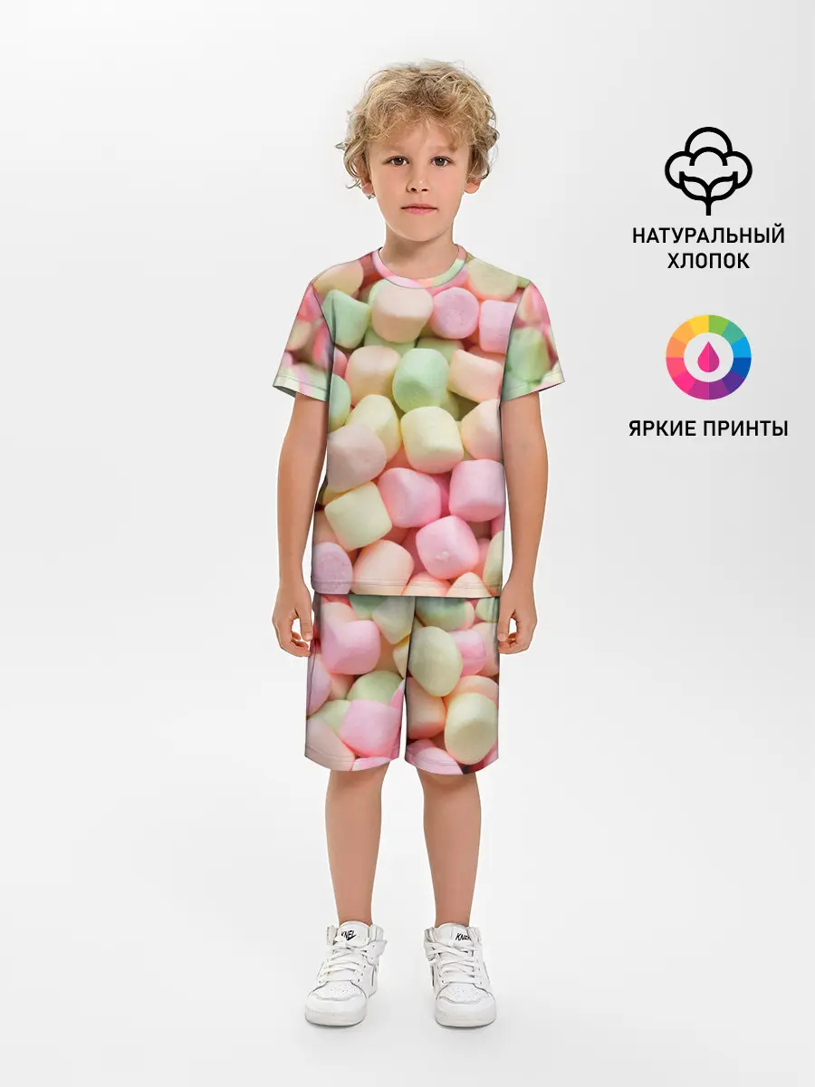 Детская пижама с шортами / маршмэлов зефирки нежные