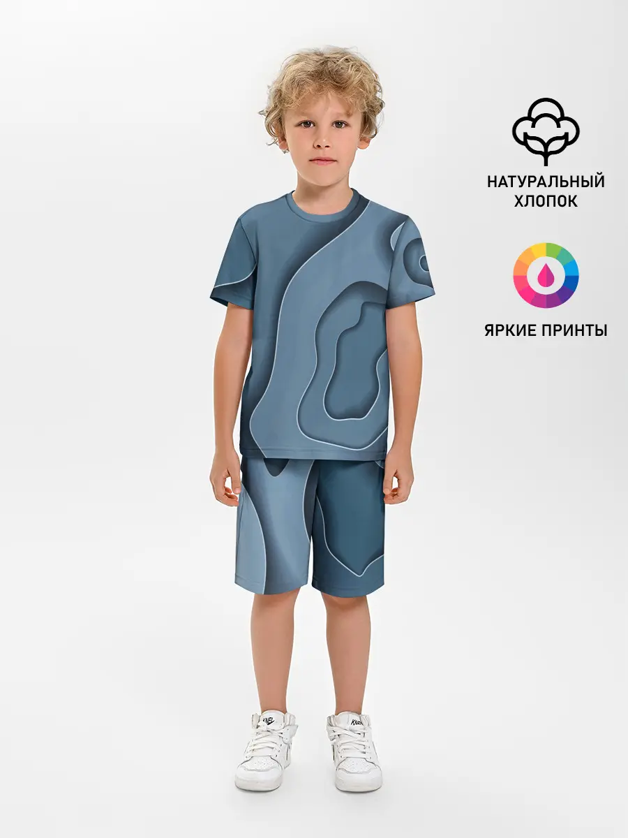 Детская пижама с шортами / Абстракция бумажные волны