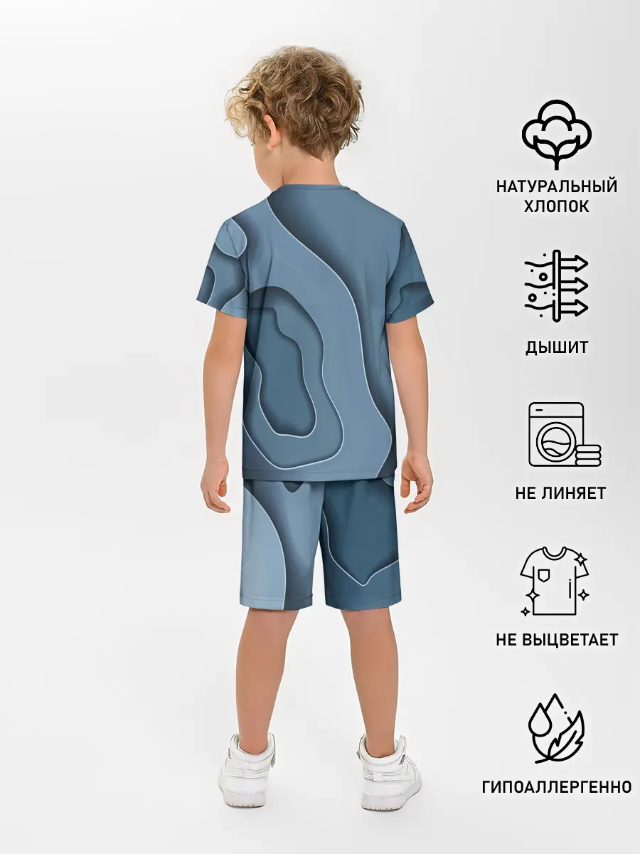 Детская пижама с шортами / Абстракция бумажные волны