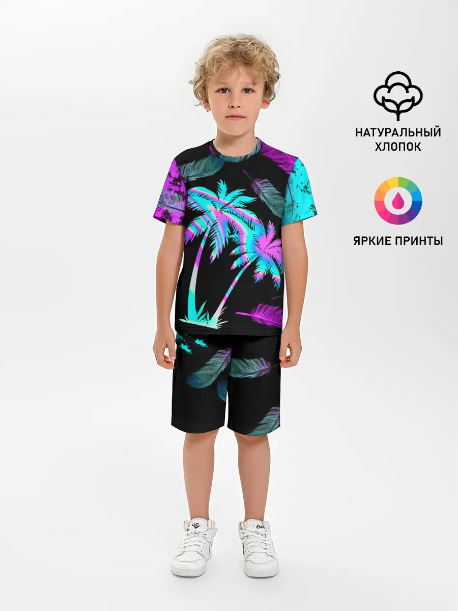 Детская пижама с шортами / Неоновое лето