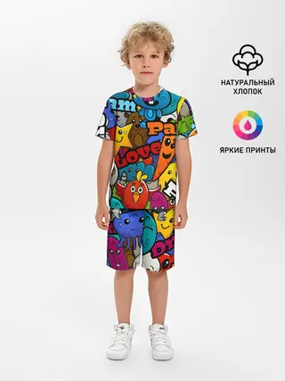 Детская пижама с шортами / LOVE | PEACE | PARTY