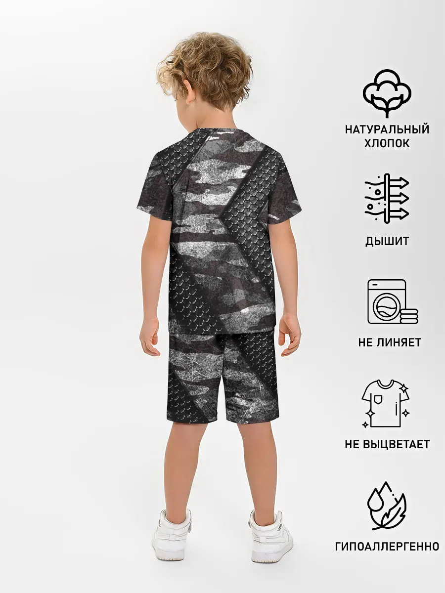 Детская пижама с шортами / Камуфляжная 3D броня