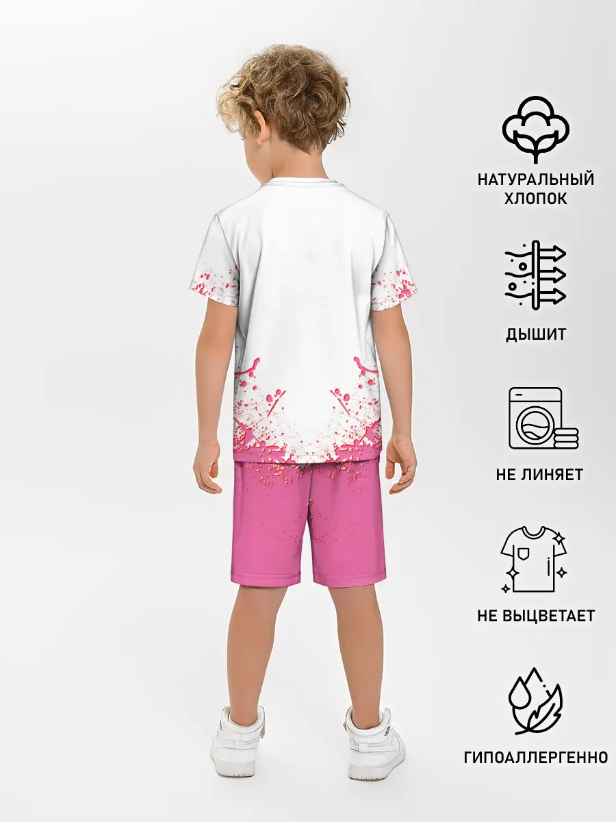 Детская пижама с шортами / Лого джоджо розовые брызги