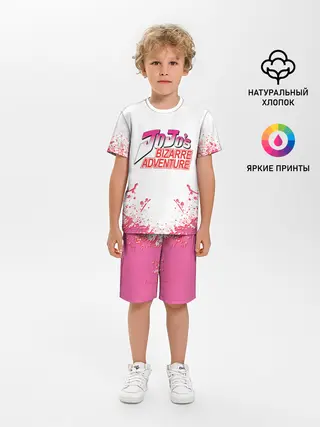 Детская пижама с шортами / Лого джоджо розовые брызги
