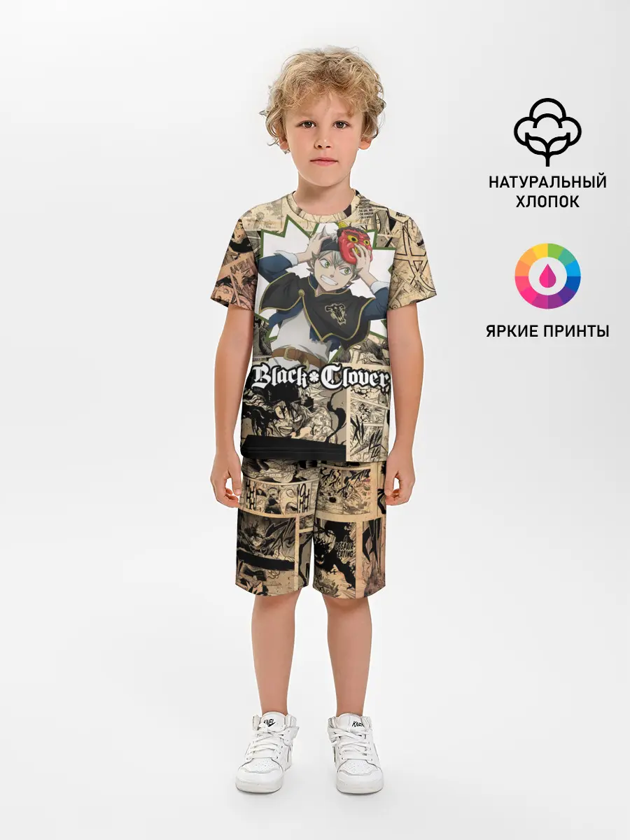Детская пижама с шортами / Черный Клевер