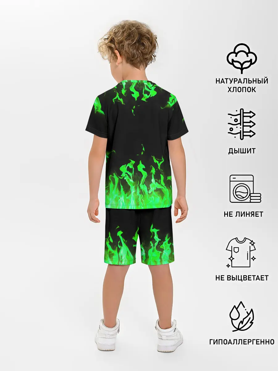 Детская пижама с шортами / GREEN FIRE | ОГОНЬ