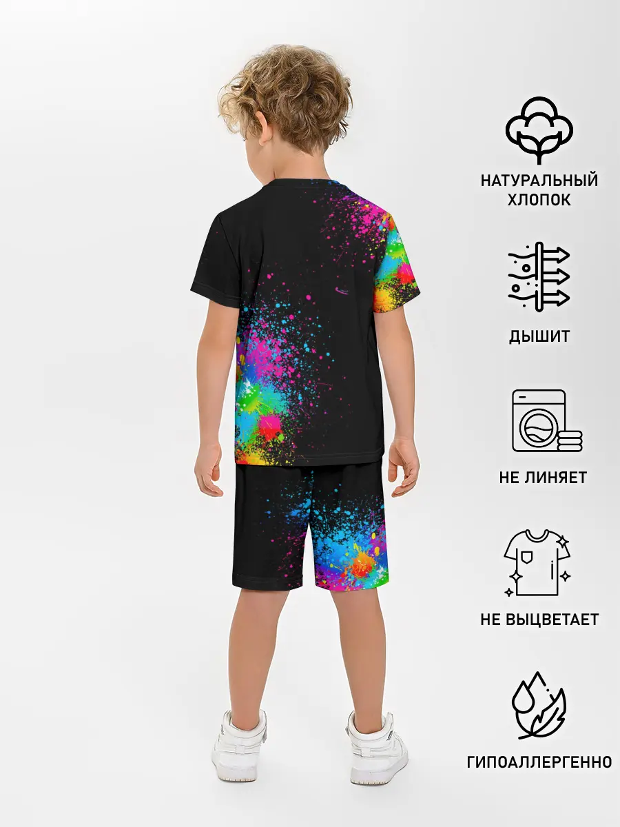 Детская пижама с шортами / Брызги красок