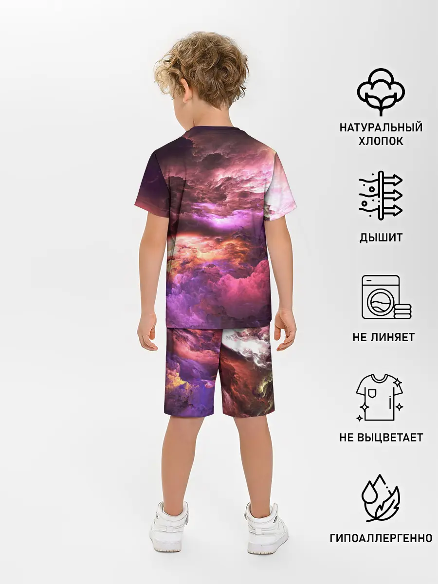 Детская пижама с шортами / закат абстракция