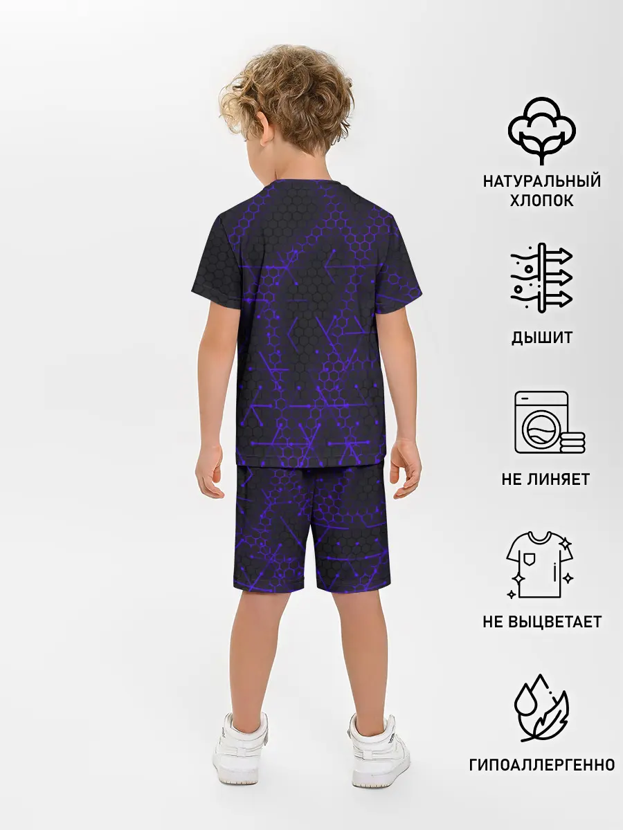 Детская пижама с шортами / СТАЛЬНЫЕ СОТЫ - НЕОН.ГЕОМЕТРИЯ