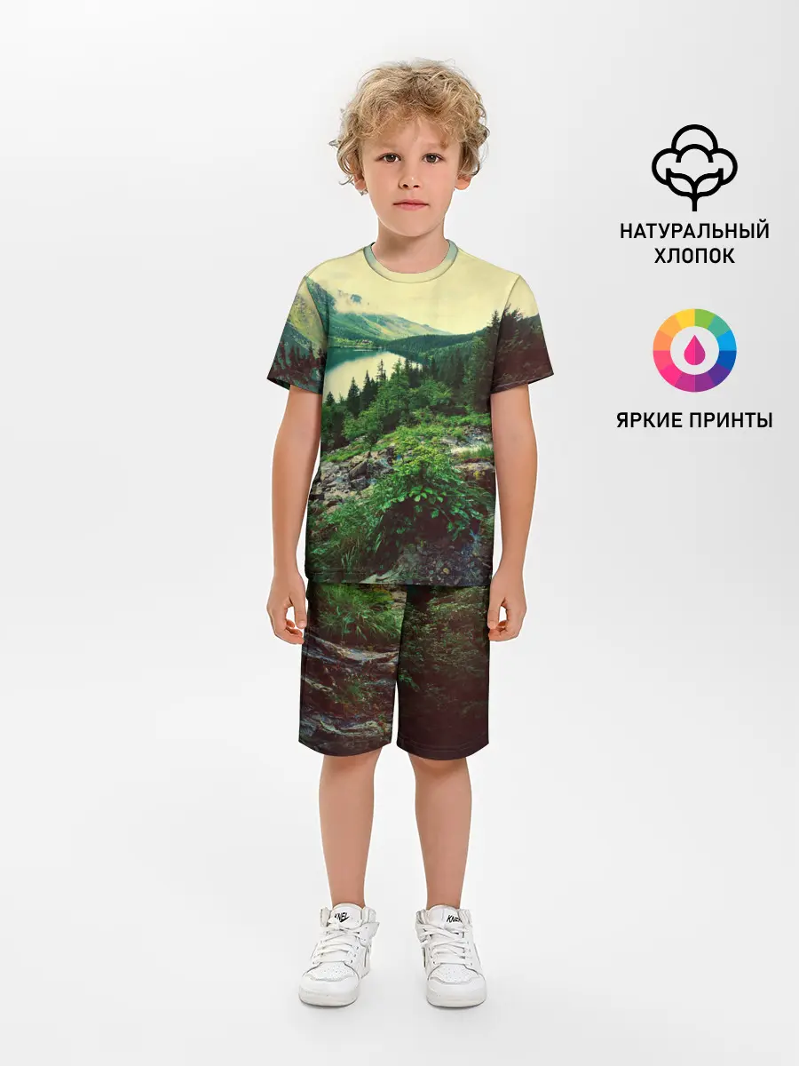Детская пижама с шортами / Красивый лес