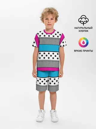 Детская пижама с шортами / Молодежный современный узор