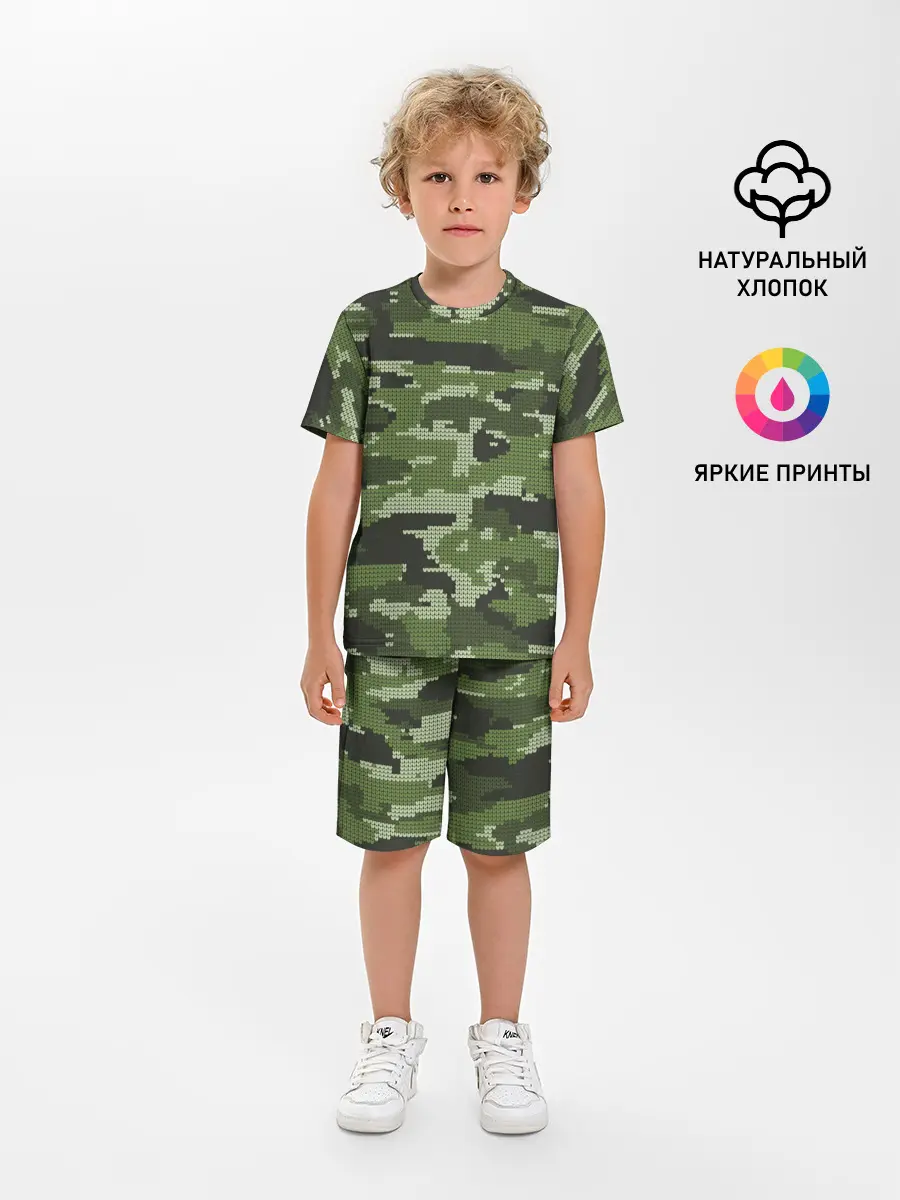 Детская пижама с шортами / ВЯЗАННЫЙ КАМУФЛЯЖ