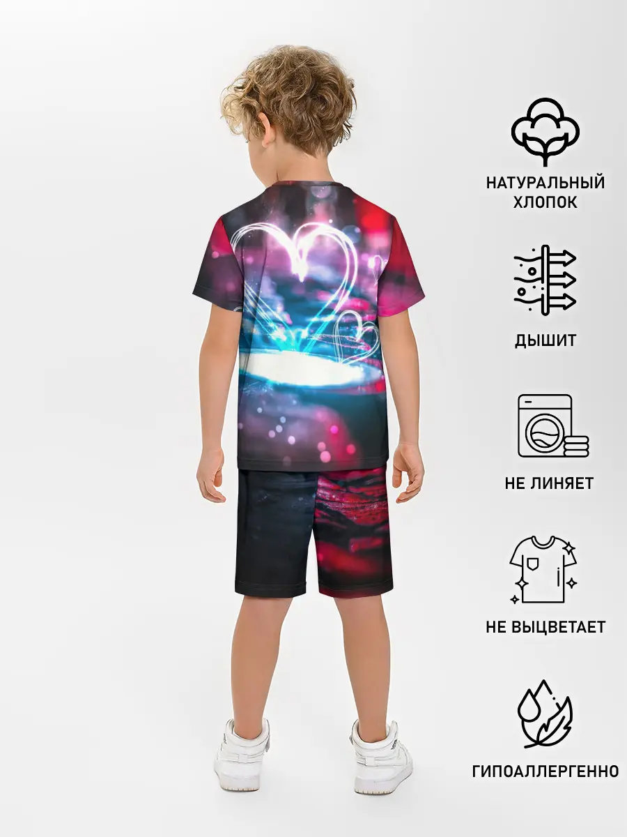Детская пижама с шортами / Неоновое сердце
