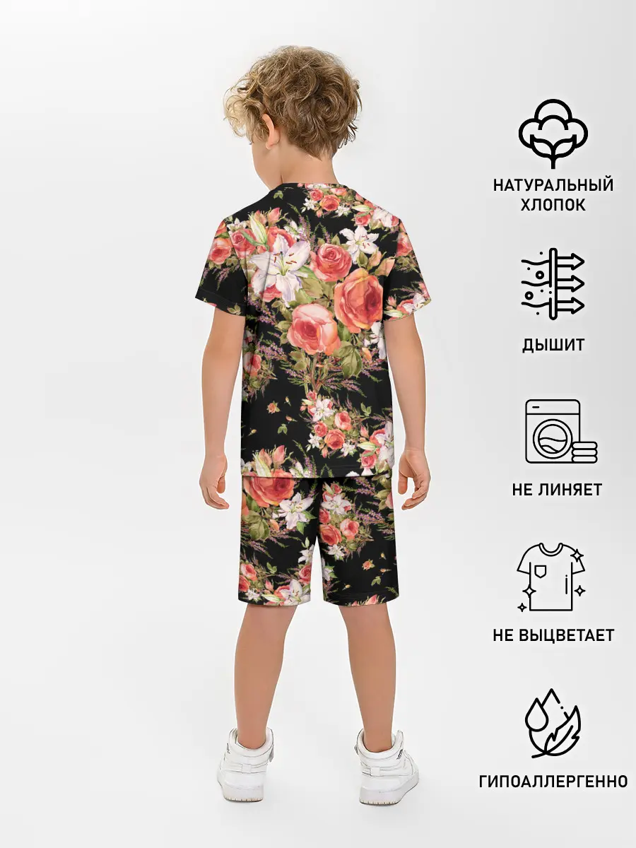 Детская пижама с шортами / Лилии и розы