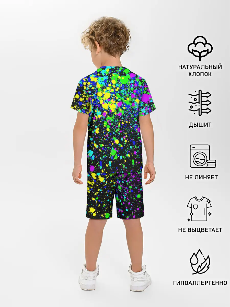 Детская пижама с шортами / Неоновые краски лета