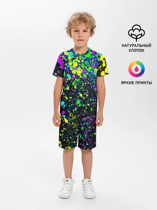 Детская пижама с шортами / Неоновые краски лета