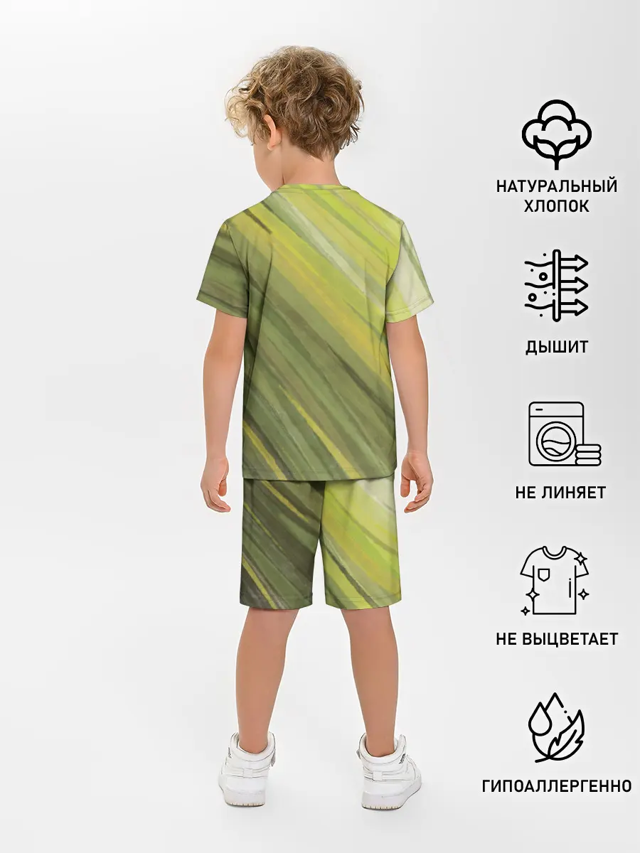 Детская пижама с шортами / Акварельные линии