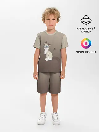 Детская пижама с шортами / сварливый кот мем нет