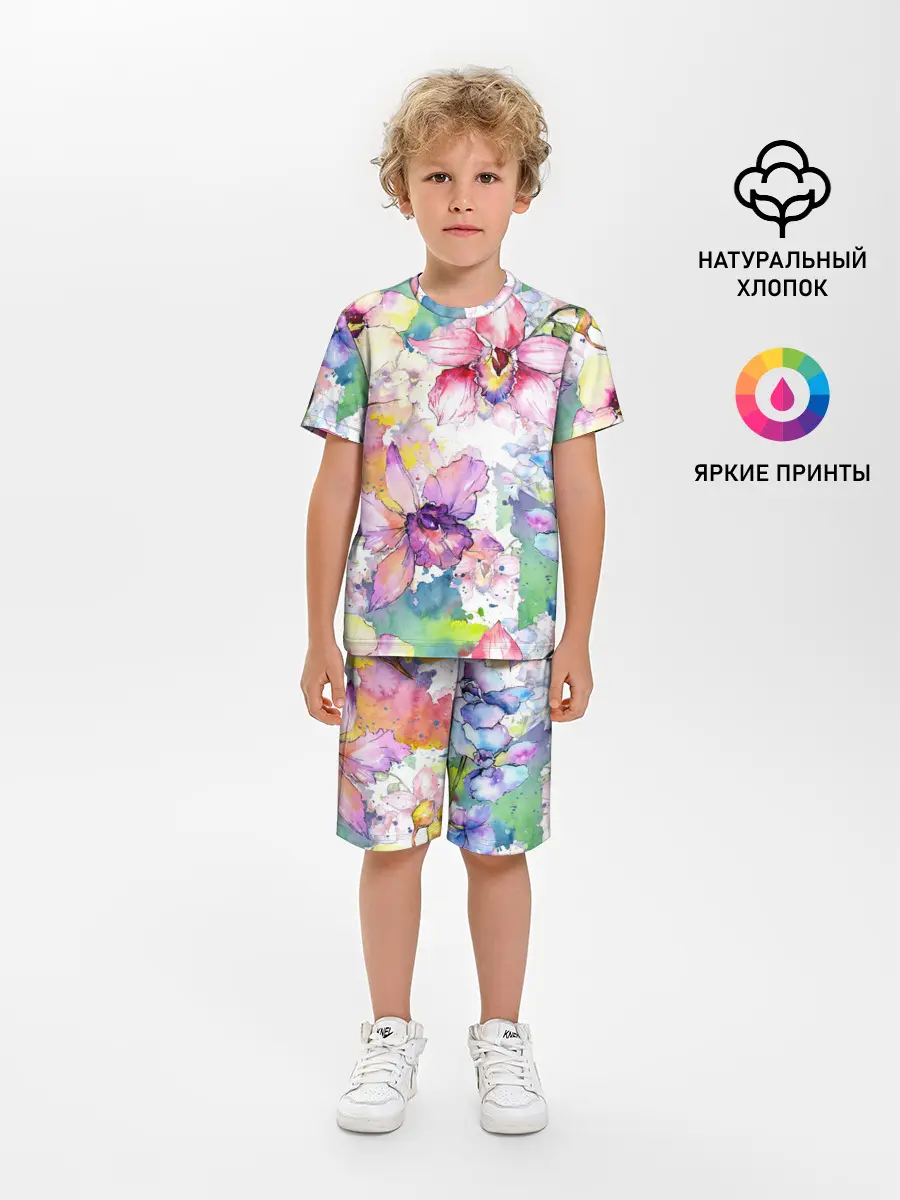 Детская пижама с шортами / Цветы