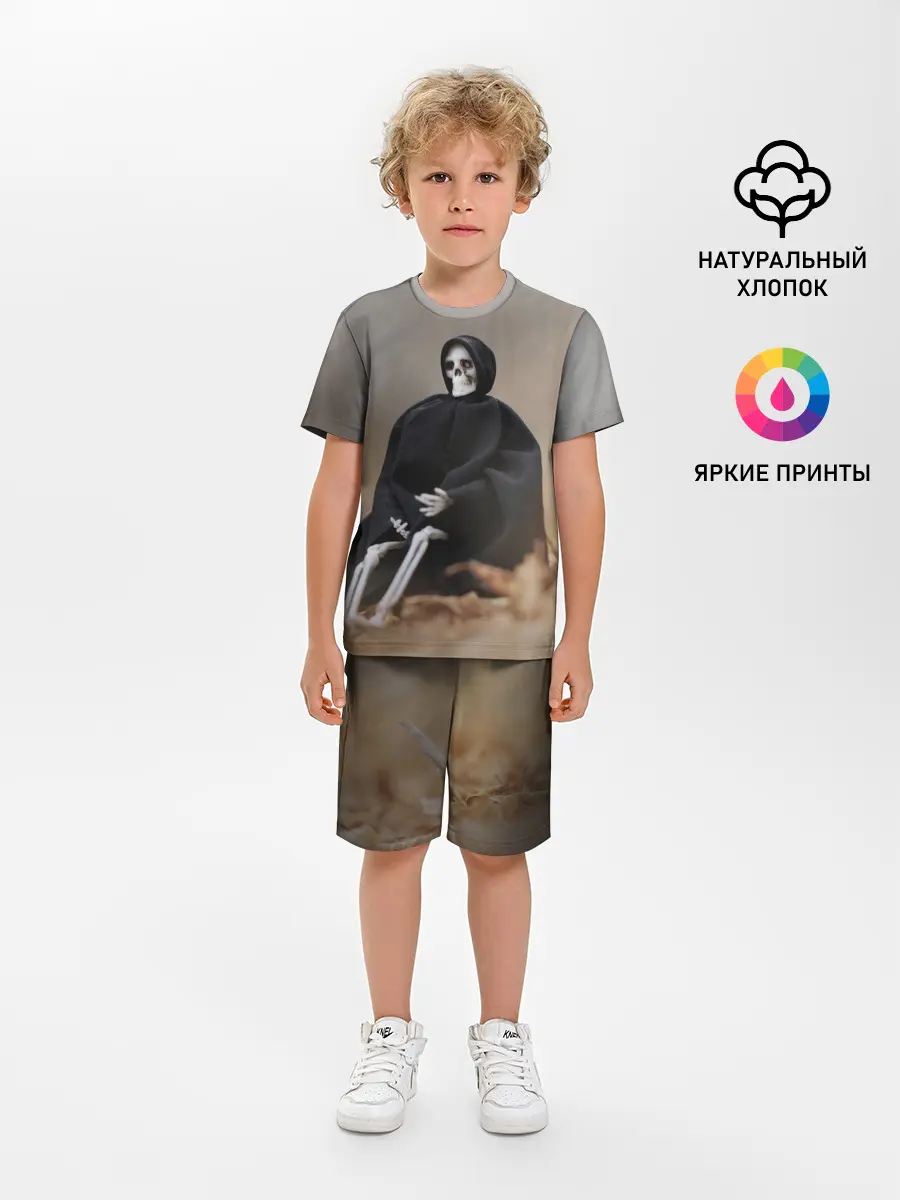 Детская пижама с шортами / Сидячий Скелет
