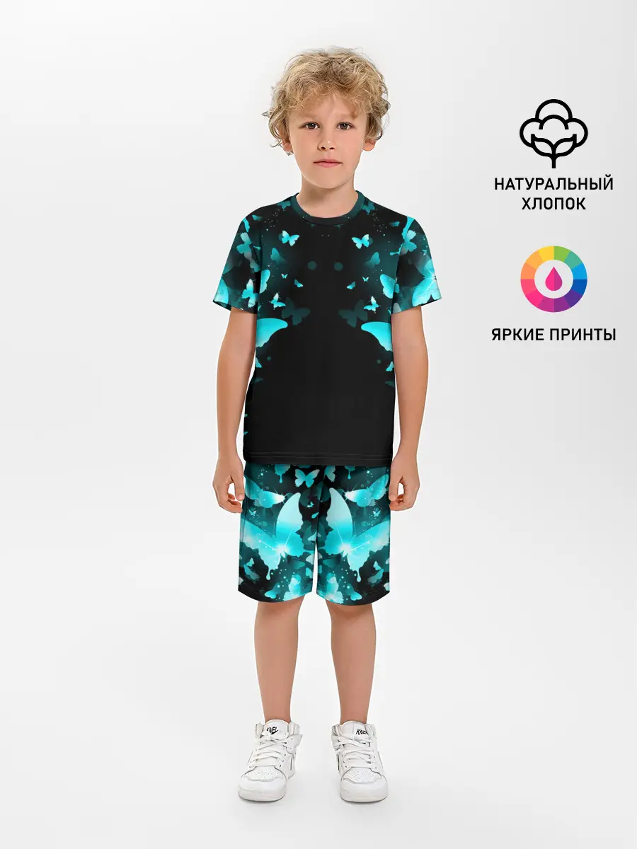 Детская пижама с шортами / НЕОНОВЫЕ БАБОЧКИ | NEON