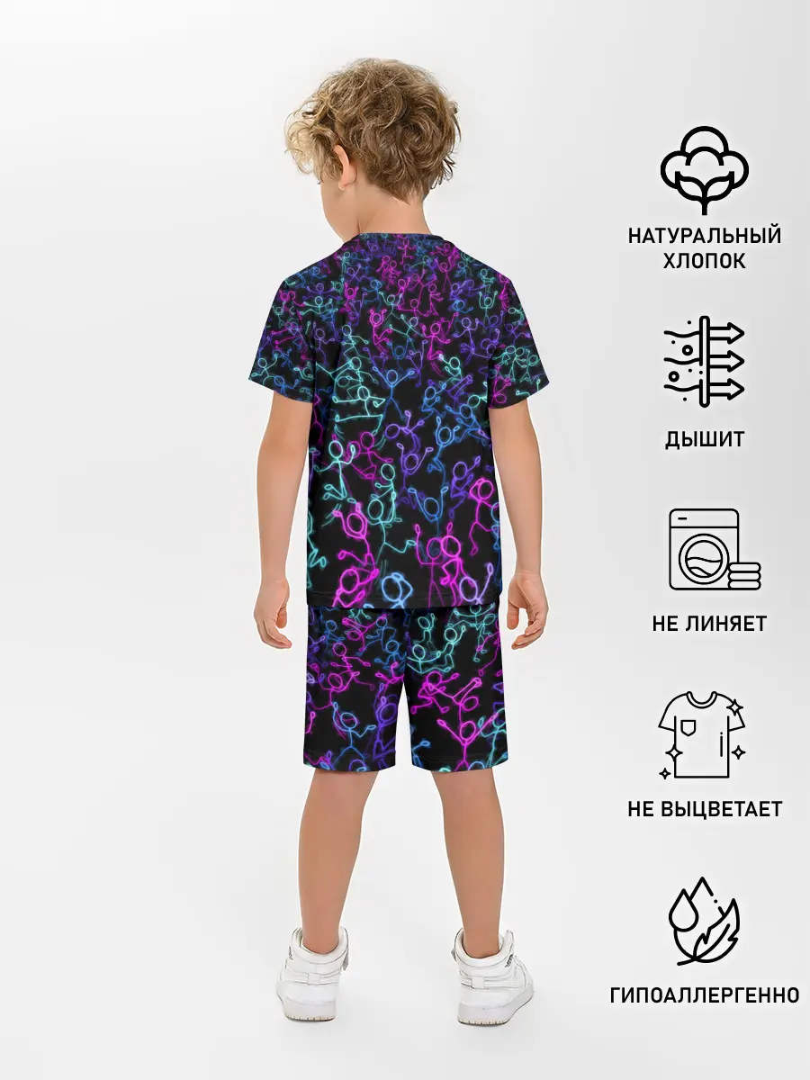 Детская пижама с шортами / Neon Rave Party