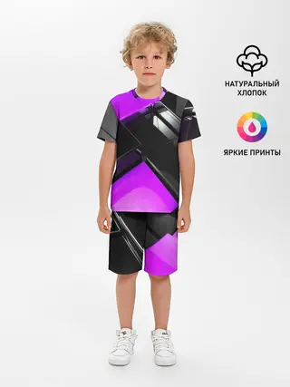 Детская пижама с шортами / Неоновые кубы