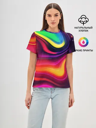 Женская базовая футболка / Неоновые пятна