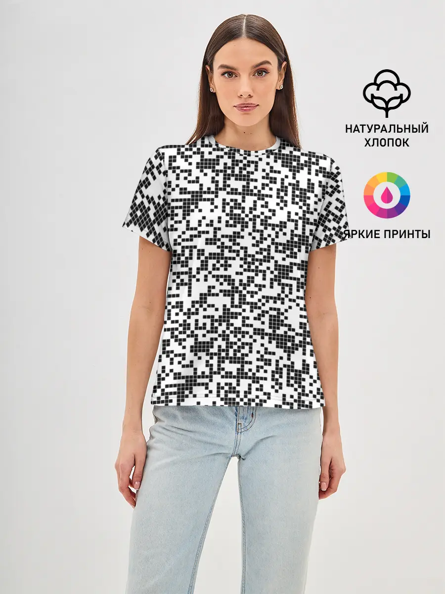 Женская базовая футболка / Пиксельный Узор