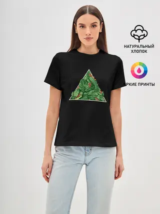 Женская базовая футболка / Листва в треугольнике