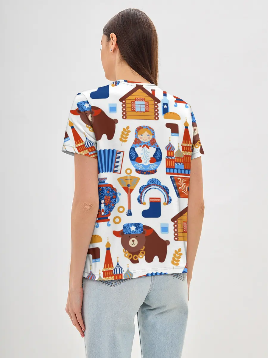 Женская базовая футболка / Традиционный поп арт