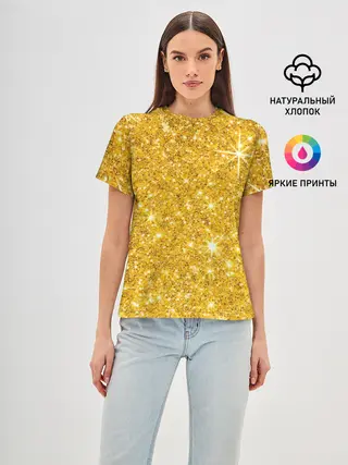 Женская базовая футболка / Золотой блеск