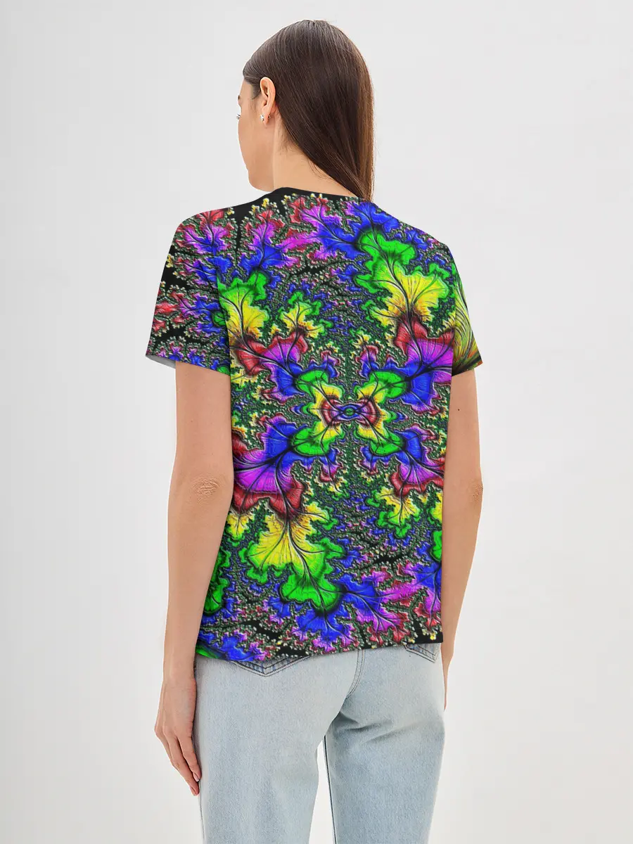 Женская базовая футболка / НЕОНОВЫЙ ЦВЕТОК