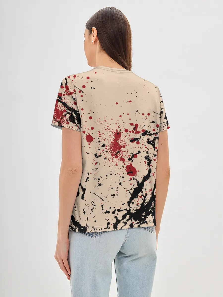 Женская базовая футболка / Череп Хипстер Брызги Краски