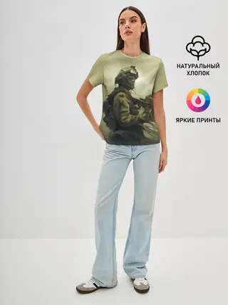 Женская базовая футболка / Военный