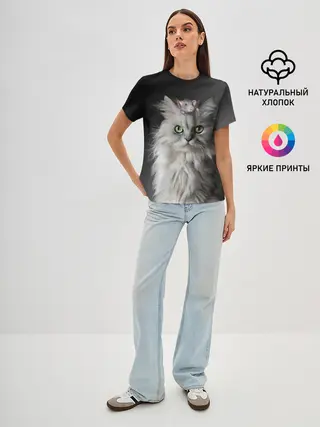 Женская базовая футболка / Кот и мышка