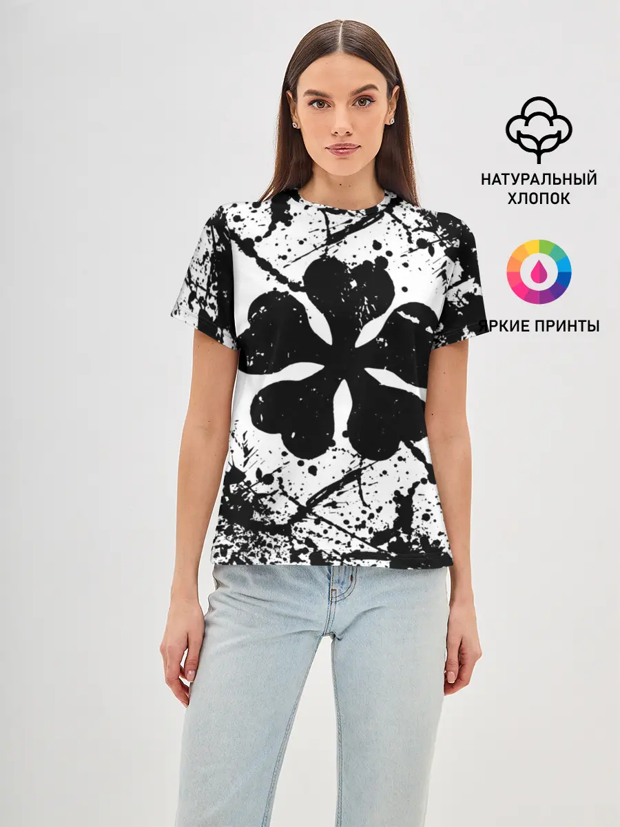 Женская базовая футболка / черный клевер,