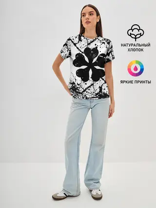 Женская базовая футболка / черный клевер,