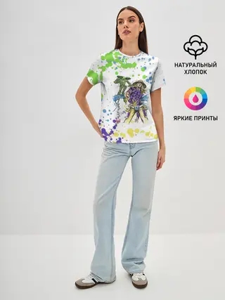 Женская базовая футболка / Jojo зеленые пятна