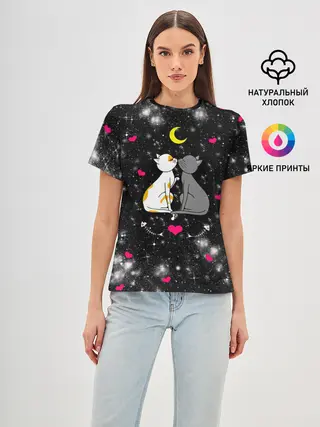 Женская базовая футболка / Кошачья Любовь