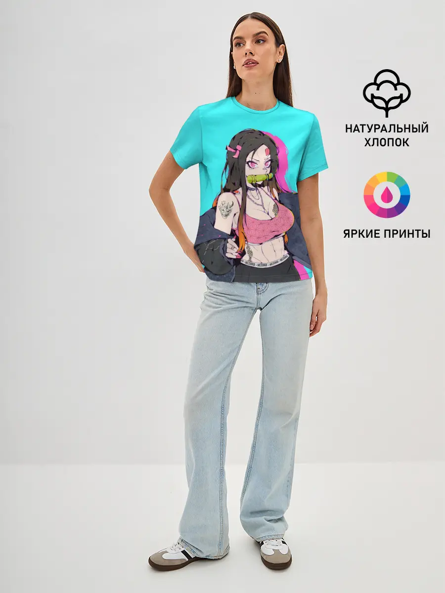 Женская базовая футболка / Стильная Нэезуко