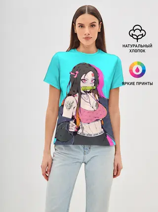 Женская базовая футболка / Стильная Нэезуко