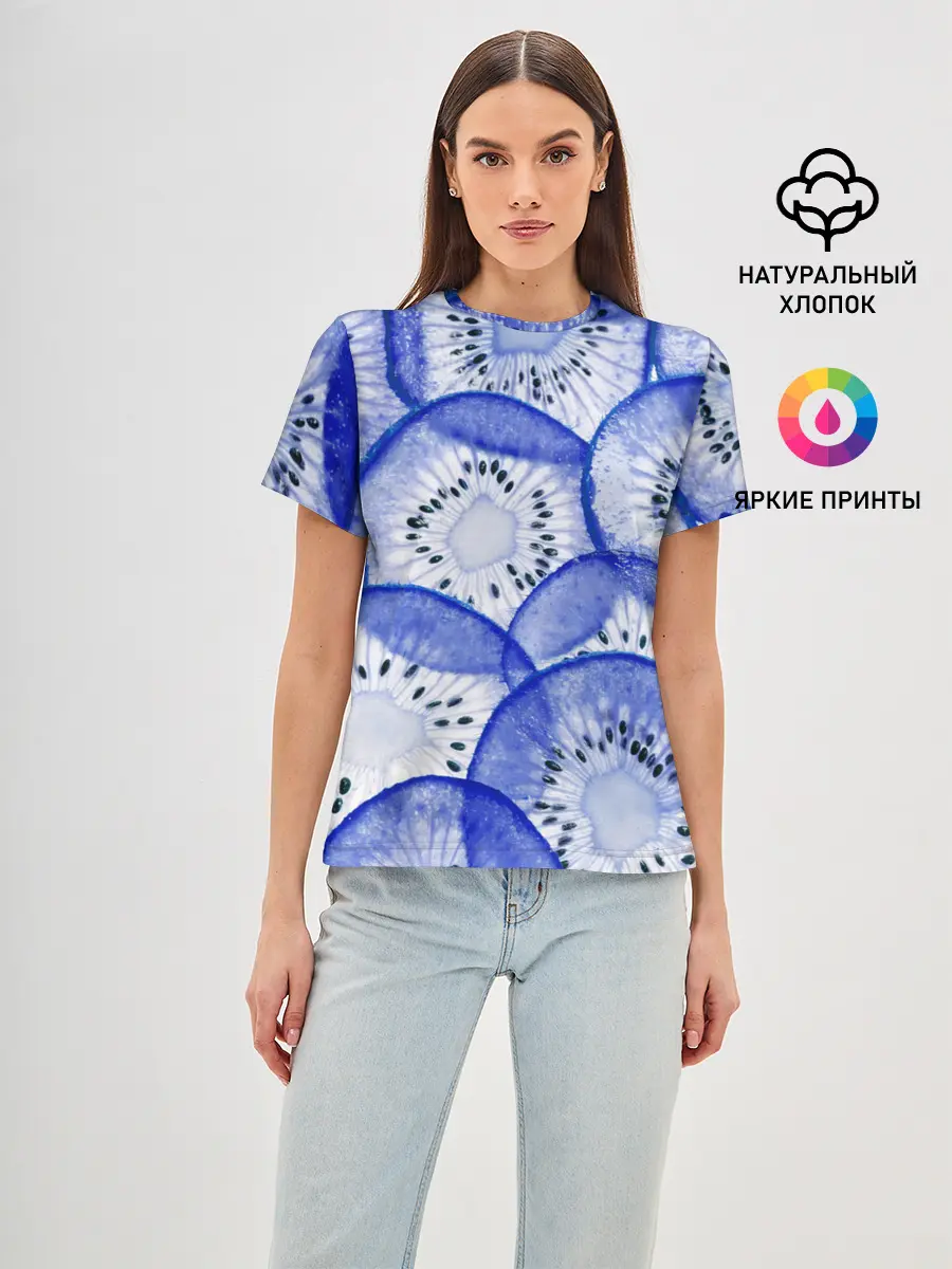 Женская базовая футболка / Синий Киви