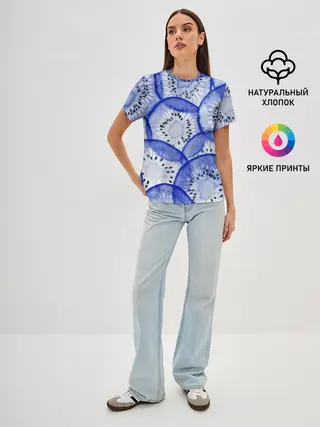 Женская базовая футболка / Синий Киви