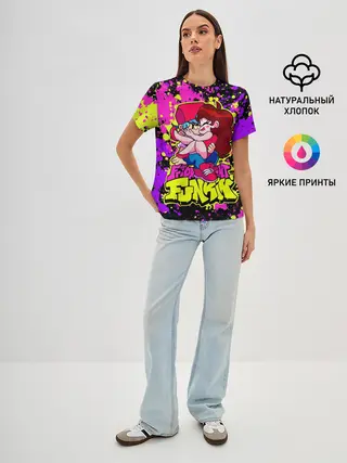 Женская базовая футболка / Парень и Девушка Friday Night