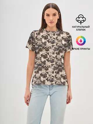 Женская базовая футболка / Мопсы