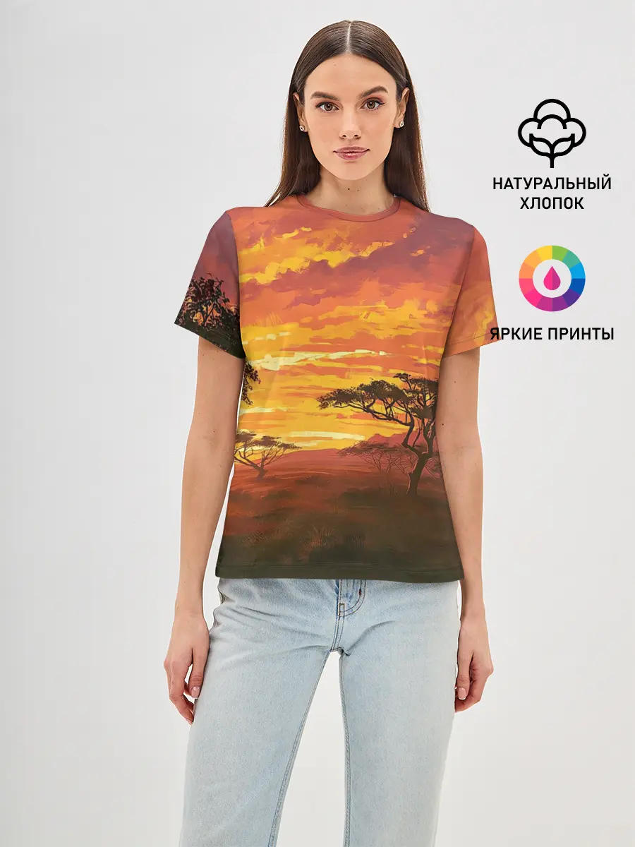 Женская базовая футболка / АФРИКАНСКАЯ САВАННА