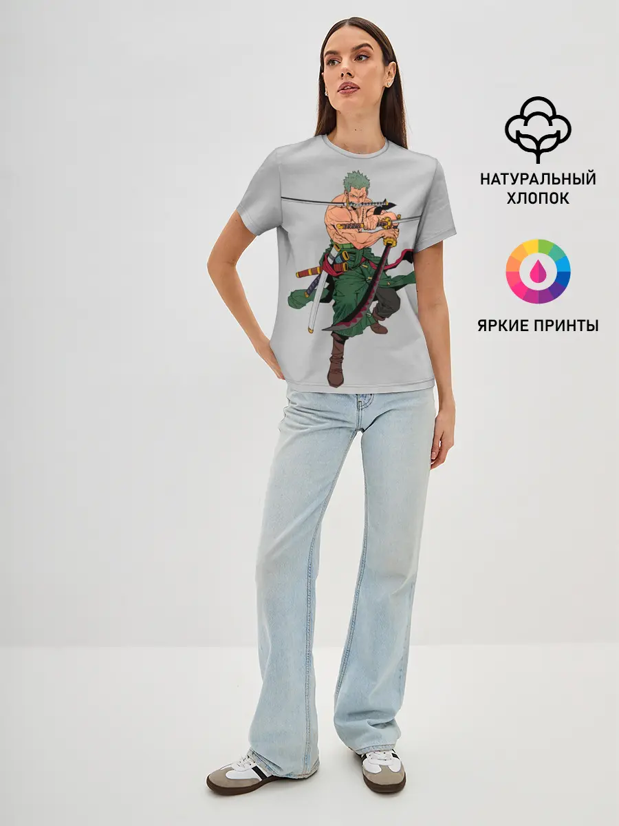 Женская базовая футболка / Арт Ророноа Зоро, One Piece