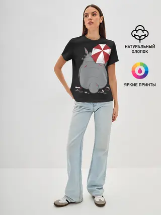 Женская базовая футболка / Тоторо и Umbrella Corp.