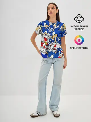 Женская базовая футболка / SONIC ПАТТЕРН / СОНИК